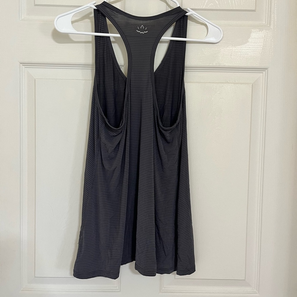 Beyond Yoga Black Racerback Tank and Gray Striped Racerback Tank